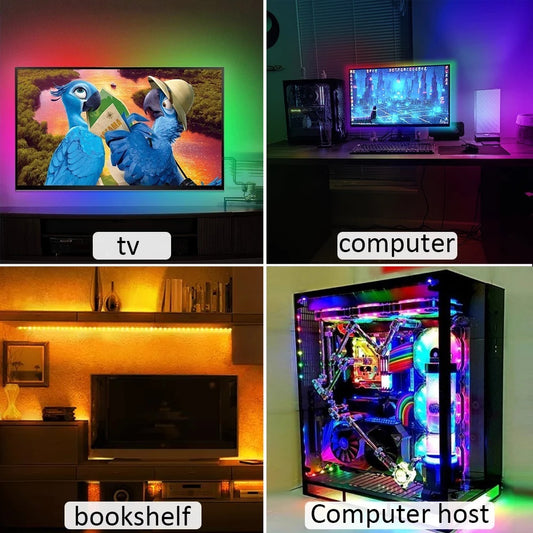 LED TV Hintergrundbeleuchtung USB | RGB Lichtband 1–5 m | Farbwechsel mit Fernbedienung | Deko für Monitor, Zimmer & Gaming-Setup
